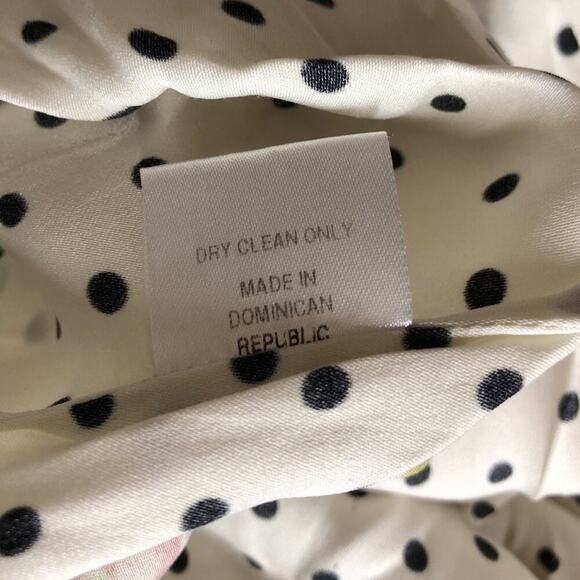 Slate and Willow Top Cherry Print Short Sleeve Silk Blend Off White M - Picture 5 of 7